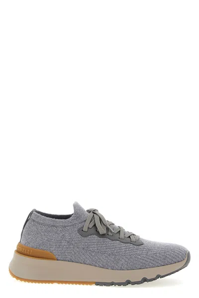 Brunello Cucinelli Sneakers Maglia In Gray