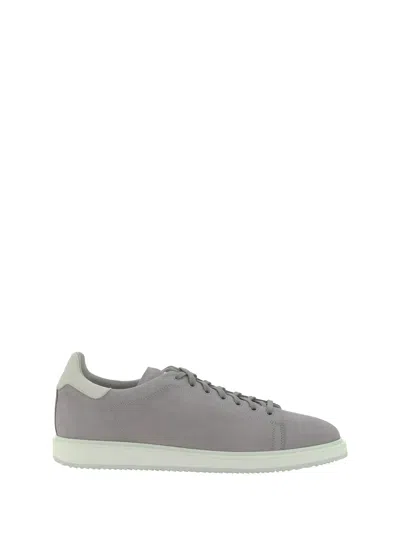 Brunello Cucinelli Men's Low-top Leather Sneakers In Grey