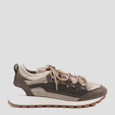 Brunello Cucinelli Leather Sneakers In Multicolor