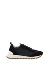 Brunello Cucinelli Monili-chain Leather Sneakers In Nero