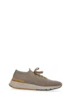 Brunello Cucinelli Logo-detail Lace-up Sneakers In Nude