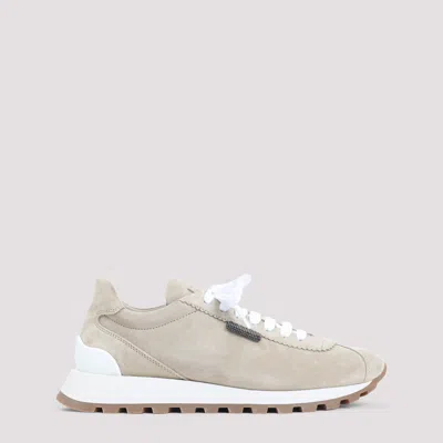 Brunello Cucinelli Suede Sneakers With Iconic Jewel Application In Brown