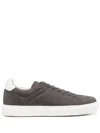 Brunello Cucinelli Nubuck-leather Low-top Sneakers In Off White+smoke