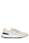 Brunello Cucinelli Mens Brand-embossed Knitted Low-top Trainers Beige In Neutral