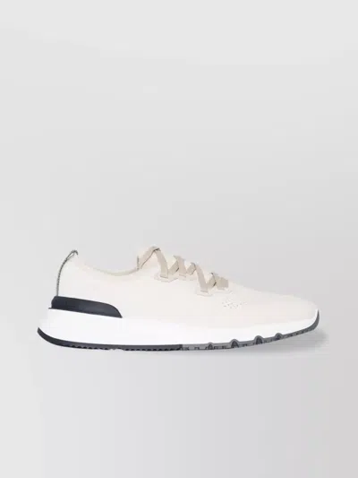 BRUNELLO CUCINELLI SNEAKERS ROUND TOE PERFORATED DETAIL