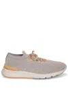 Brunello Cucinelli Taupe Wool Knit Sneakers In Neutral