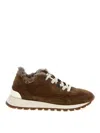 Brunello Cucinelli Suede Sneakers With Rubber Sole Contrast In Brown