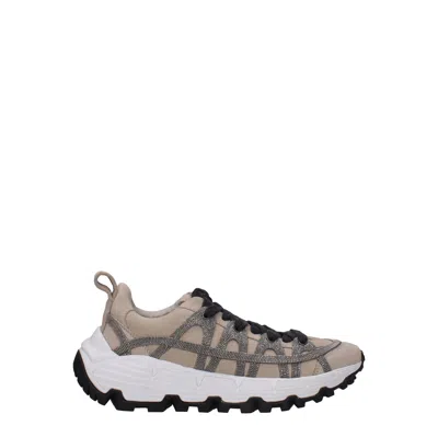 Brunello Cucinelli Sneakers Vibram Woman Suede Beige In Gold