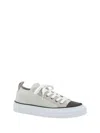 Brunello Cucinelli Low Top Sneaker With Tab On The Heel In Cotton Knit In White