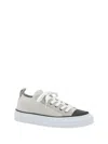 Brunello Cucinelli Low Top Sneaker With Tab On The Heel In Cotton Knit In White
