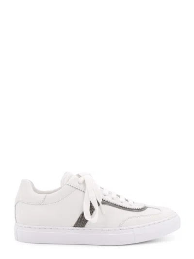 Brunello Cucinelli Monili Leather Sneakers In White