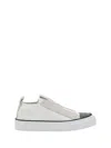 Brunello Cucinelli Slip-on White Sneakers With Silver Monile Detailing In White