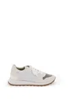 Brunello Cucinelli White Lace Velour Sneakers In White
