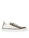 Brunello Cucinelli Knit Monili Cap-toe Sneakers In White