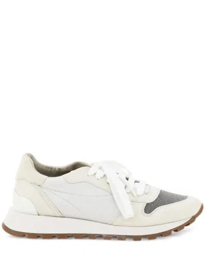 Brunello Cucinelli Sneakers With Color-block Design In White