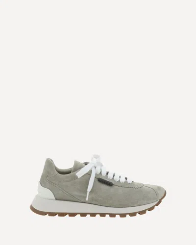Brunello Cucinelli Sneakers With Iconic Embellishments In Grey