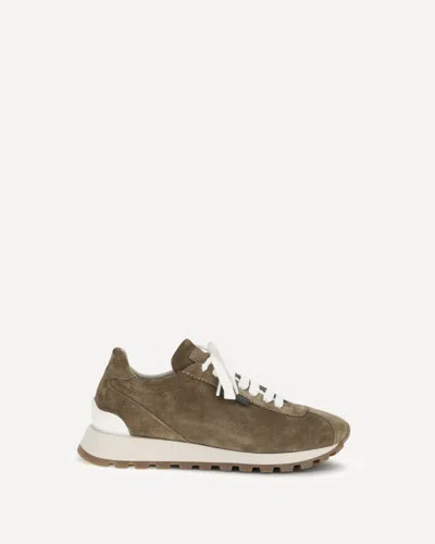 Brunello Cucinelli Suede Sneakers With Iconic Jewel Application In Multi