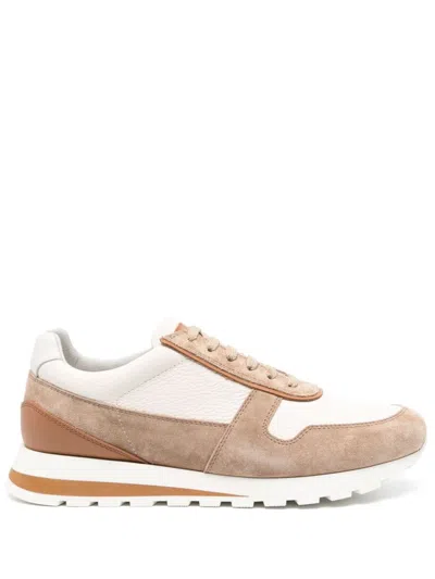 Brunello Cucinelli Sneakers With Inserts In Nude & Neutrals