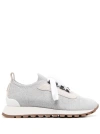 Brunello Cucinelli Light Grey Textile Sneakers In White