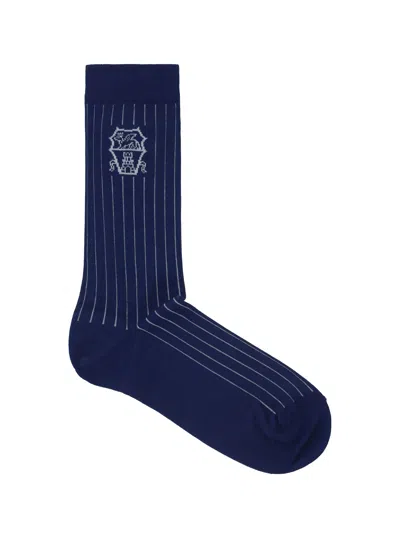 Brunello Cucinelli Socks In Blu Prussia+grigio Chiaro