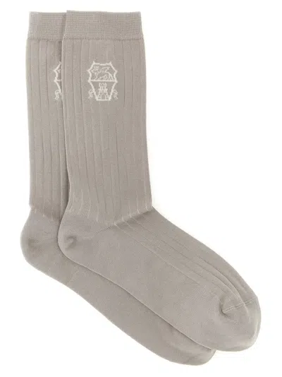 Brunello Cucinelli Socks Coat Of Arms Of Solomeo In Gray