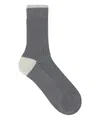 Brunello Cucinelli Cotton Ribbed Mid-calf Socks In Grey