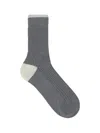 Brunello Cucinelli Cotton Ribbed Mid-calf Socks In Grigio Chiaro+panama