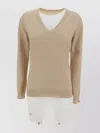Brunello Cucinelli Soft Cashmere V-neck Sweater With Ribbed Finish