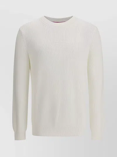 Brunello Cucinelli Soft Cotton Half-rib Knit Sweater In English White
