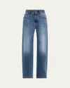 Brunello Cucinelli Soft Denim Loose Stove Pipe Jeans In Blue