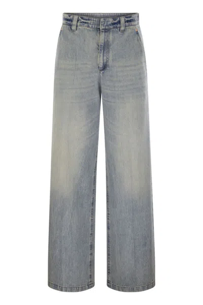 Brunello Cucinelli Women's Soft Denim Low-slung Trousers With Adjustable Waistband And Monile In Blue