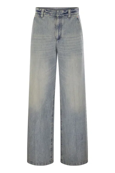 BRUNELLO CUCINELLI BRUNELLO CUCINELLI SOFT DENIM LOW-SLUNG TROUSERS WITH ADJUSTABLE WAISTBAND AND MONILE