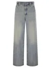 Brunello Cucinelli Women's Soft Denim Low-slung Trousers With Adjustable Waistband And Monile In Light Denim