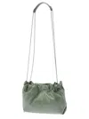 BRUNELLO CUCINELLI 'SOFT' GREEN SHOULDER BAG WITH PRECIOUS CHAIN IN SUEDE WOMAN