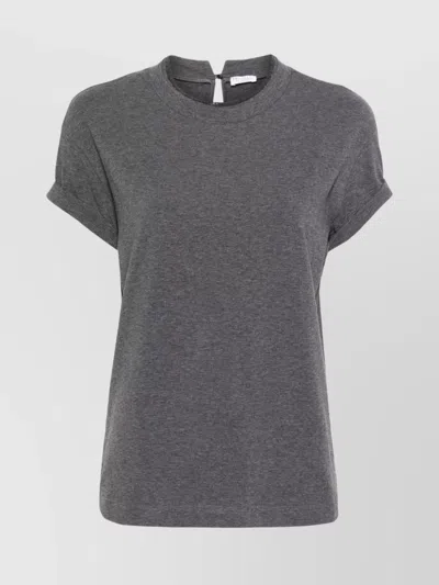 Brunello Cucinelli Soft Jersey T-shirt Bead Detailing In Gray