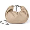 Brunello Cucinelli Brioche Hobo Bag In Soft Leather With Precious Chain In Beige