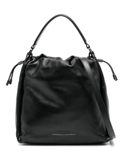 Brunello Cucinelli Soft Leather Bucket Bag In Black