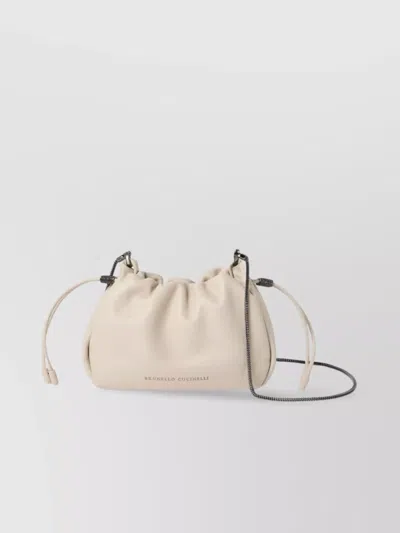 BRUNELLO CUCINELLI SOFT LEATHER BUCKET BAG WITH CHAIN STRAP