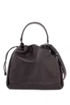 BRUNELLO CUCINELLI BRUNELLO CUCINELLI SOFT LEATHER BUCKET BAG WITH PRECIOUS DETAILS