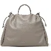 Brunello Cucinelli Soft Leather Large Bucket Bag With Monili In Light Grey