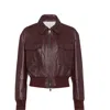 Brunello Cucinelli Soft Nappa Leather Bomber Jacket In Burgundy