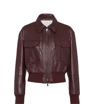 Brunello Cucinelli Soft Nappa Leather Bomber Jacket