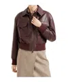 Brunello Cucinelli Monili-neck Smooth Glove Leather Bomber Jacket In Burgundy