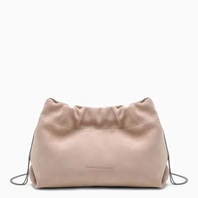 Brunello Cucinelli Soft Sand Coloured Suede Bag In Pink