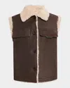 Brunello Cucinelli Sleeveless Shearling Outerwear In Brown