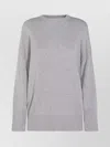 Brunello Cucinelli Soft Texture Crewneck Knitwear With Ribbed Finish In Gray