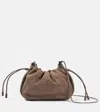 Brunello Cucinelli Softy Small Suede Crossbody Bag In Brown