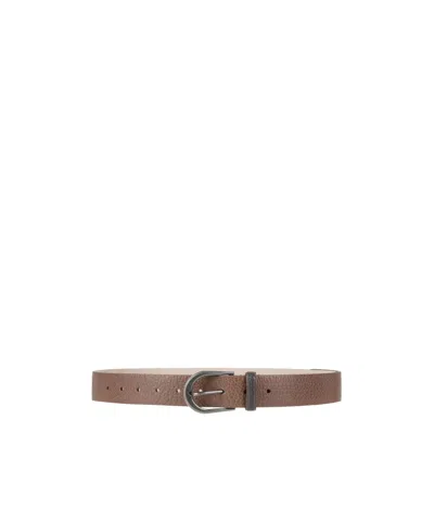 Brunello Cucinelli Solid Color Belt In Brown