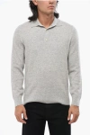 Brunello Cucinelli Solid Color Cashmere Sweater With Polo Neck In Gray