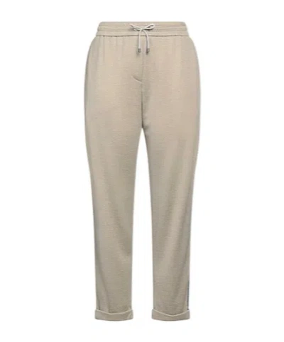 Brunello Cucinelli Solid Color High-waist Sweatpants In Neutral